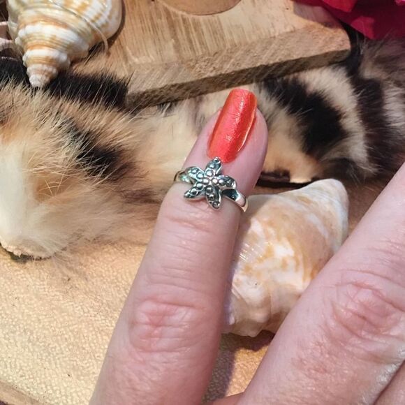 Starfish Sterling Silver Toe Ring Midi Ring - Picture 1 of 6